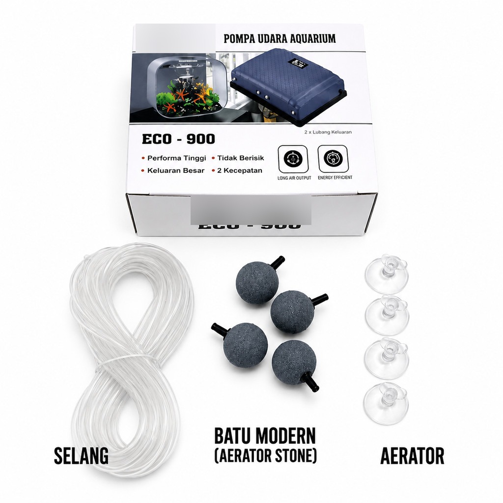 Paket Aerator Aquarium & Kolam 4 Lubang Watt Rendah